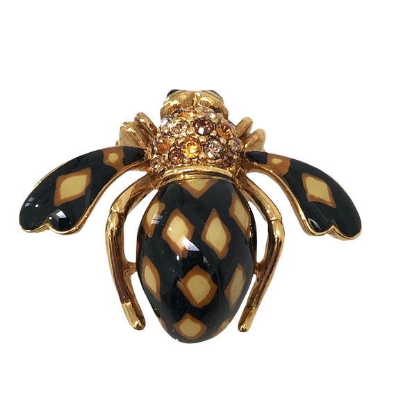 JOAN OF THE JUNGLE JOAN RIVERS ENAMEL BLACK BROOCH - Picture 3 of 16